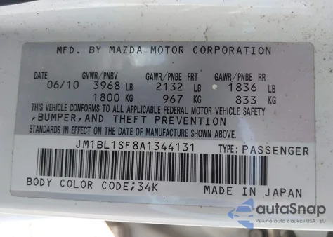 2010 Mazda Mazda3 I Sport из США, поврежденный, VIN JM1BL1SF8A1344131